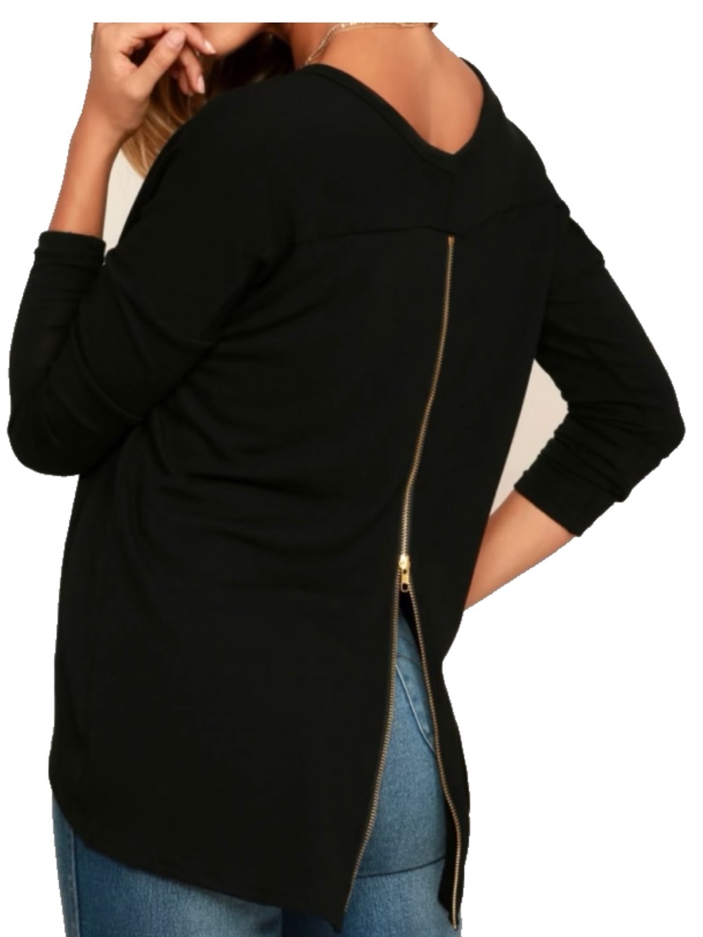 Lulu's Black Long Sleeve Crewneck Pullover